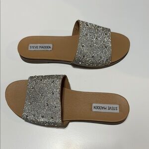 Steve Madden Silver Slide Sandals